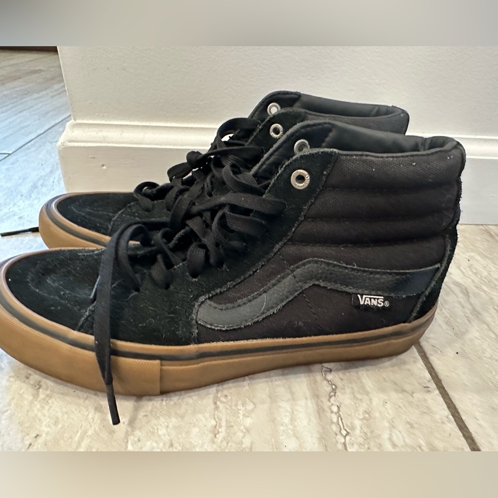 Vans Black and Tan Sk8-Hi Sneakers